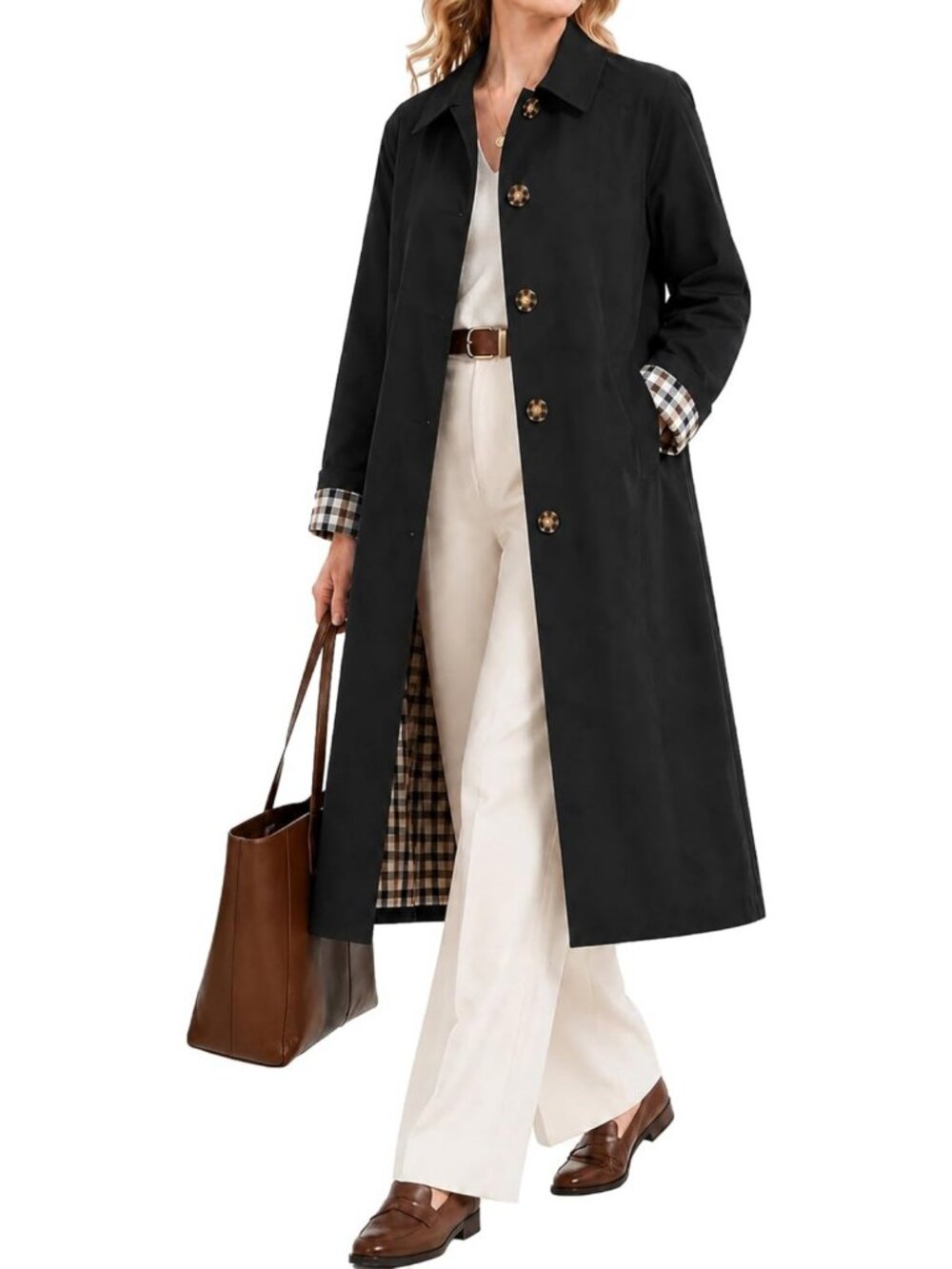Classic Long Trench Coat for Women | Single Breasted Rain Jacket | Stylish